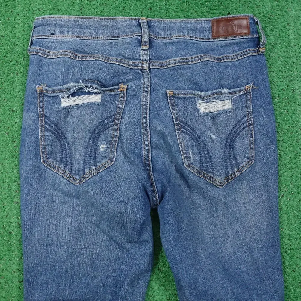 Hollister Jeans‎ Womens 7R Blue High Rise Super Skinny Distressed Stretch 28x30
